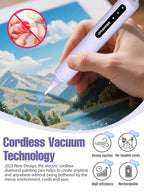 Electric Diamond Painting Pen, Vacuum Diamond Art Pen no Wax Needed | Cordless & Quiet | Rechargeable Battery | Lightweight | Diamond Art Accessories for Adults | Gift for Gem Dimond Art Fans - purple
