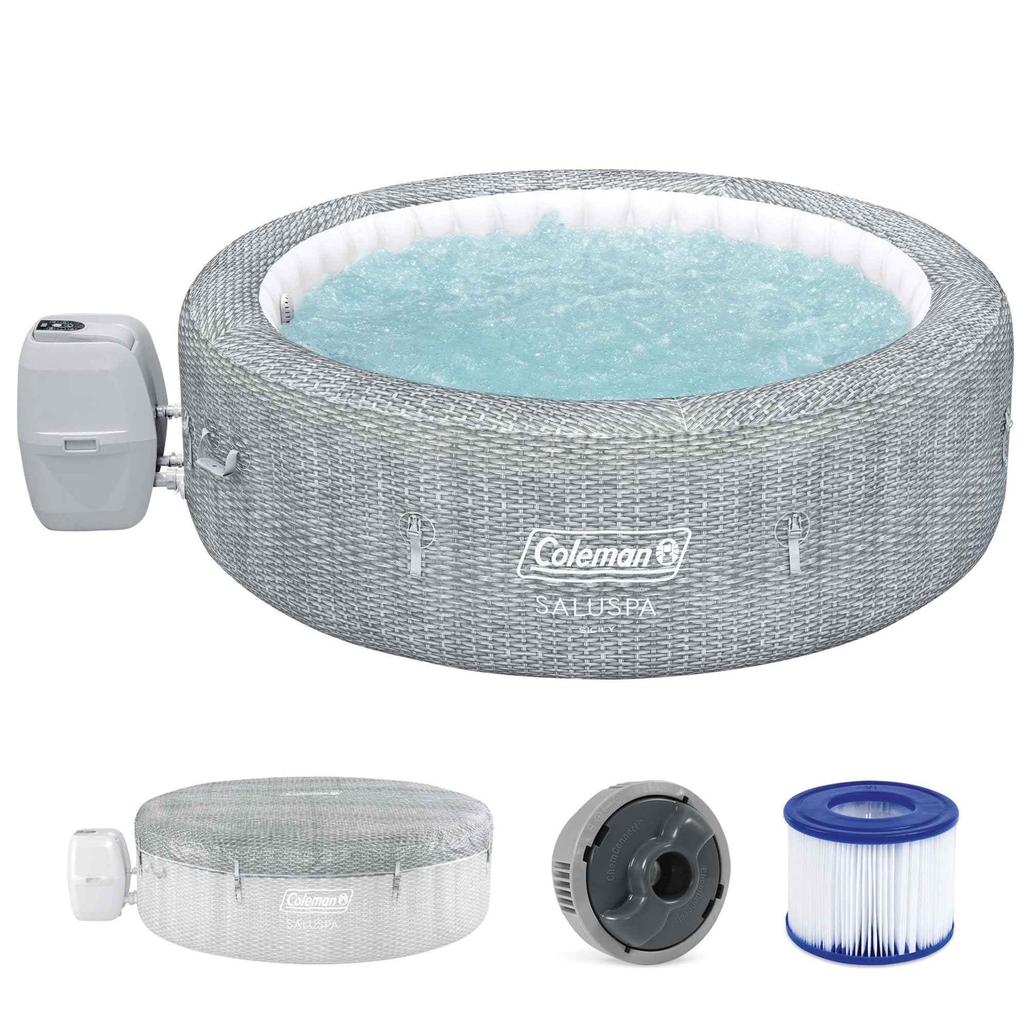 Coleman Sicily Energy-Efficient AirJet Inflatable Hot Tub 5-7 Person with App-Control