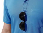 Men's Activewear Polo Shirts Short Sleeve Quick Dry Outdoor Golf Sports Shirts with Pocket(Blue, US XL)