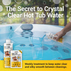 Bio Ouster 3in1 Weekly Hot Tub Cleaner, Conditioner, Clarifier - Hot Tub Chemicals for Standard & Inflatable Spas - Spa Chemicals for Crystal Clear & Sparkling Clean Water - Made in USA (32oz)