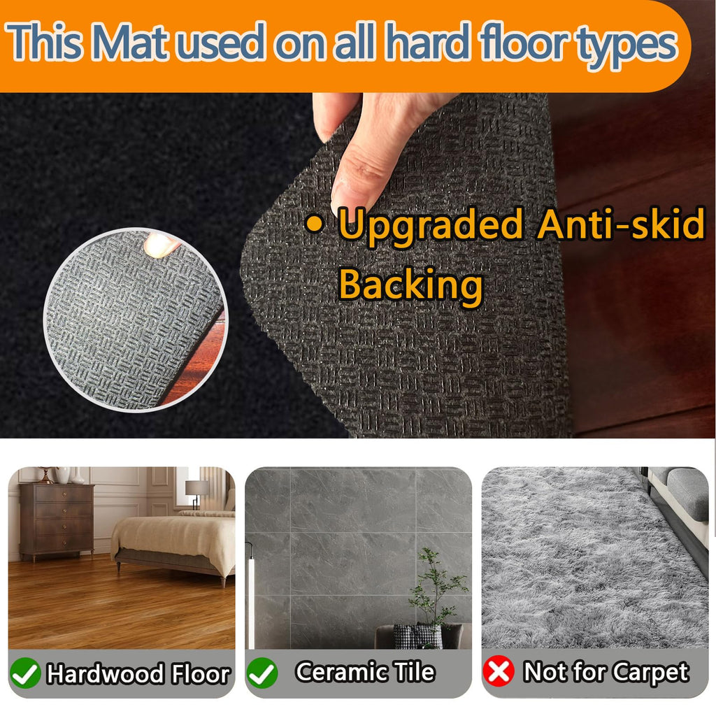 Upgraded Chair Mat for Hardwood & Tile Floor,36"x48" Desk Chair Mat,Anti-Slip Office Chair Mat, Computer Gaming Floor Mat for Rolling Chair, Under Desk Rug Floor Protector,Easy to Clean,Black