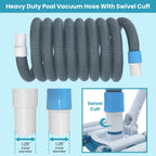 POOLWHALE Professional 1-1/2-Inch x 36-Feet Swimming Pool Vacuum Hoses and Weighted Rotatable Handle Vacuum Head with Wheels, Perfect for Above Ground and Inground Pools