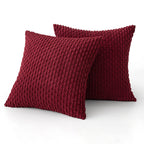 MIULEE Throw Pillow Covers Soft Corduroy Decorative Set of 2 Boho Striped Pillow Covers Pillowcases Farmhouse Home Decor for Christmas Couch Bed Sofa Living Room 18x18 Inch Wine Red