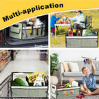 JiatuA Car Trunk Organizer, Car Organizers and Storage Collapsible Multi Compartment Container Box, Adjustable Car Accessories for SUV Sedan Truck, Standard Size, Light Green
