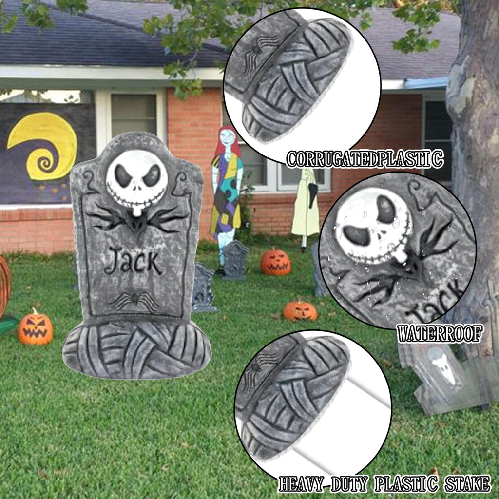 YNOUU Nightmare Before Christmas Yard Signs with Stakes, Halloween Party Supplies, Realistic Halloween Graveyard Decor Outside for Kids School Home Office Party