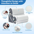 Ahpmeoa 6PCS Wedge Pillow Set for After Surgery, Orthopedic Bed Wedge Pillow for Headboard, Memory Foam Back Pillow for Bed Sitting Up, Sit Up Pillow for Acid Reflux Relief, GERD, Anti Snoring (White)