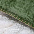 decorUhome Christmas Chenille Soft Throw Pillow Covers 24x24 Set of 2, Farmhouse Velvet Pillow Covers, Decorative Square Pillow Covers with Stitched Edge for Couch Sofa Bed, Forest Elf
