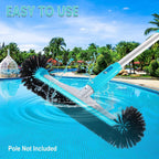 Swimming Pool Brush Head with Round Ends,17.5" Heavy Duty Aluminum Back Head for Cleans Walls, Tiles & Floors, 7 Rows Premium Nylon Bristles with EZ Clips (Blue Black)