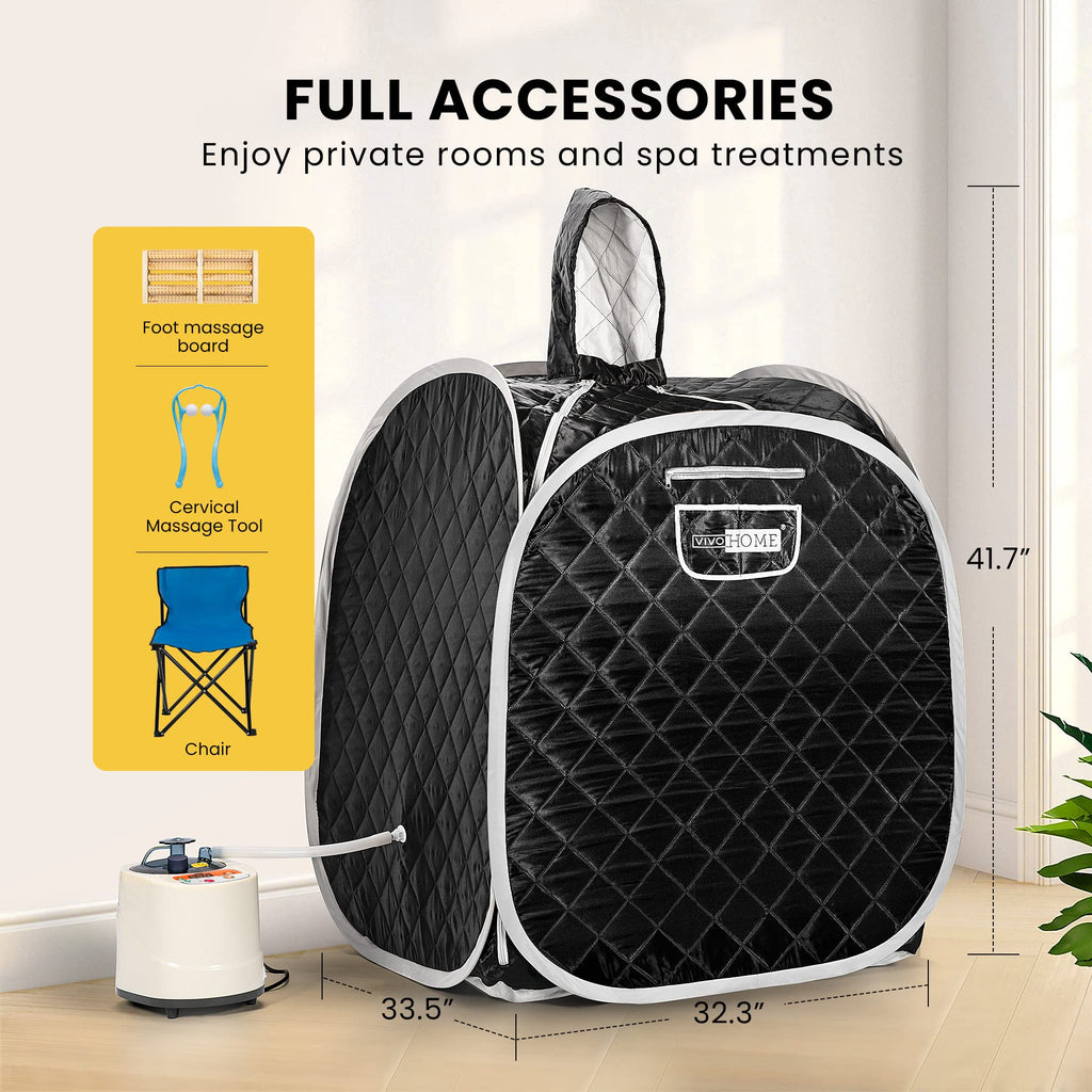 VIVOHOME Upgraded Portable Personal Steam Sauna Spa with 3L 800 Watt Steam Generator, Foldable Chair, Home Therapeutic Sauna Spa Tent for Detox Relaxation