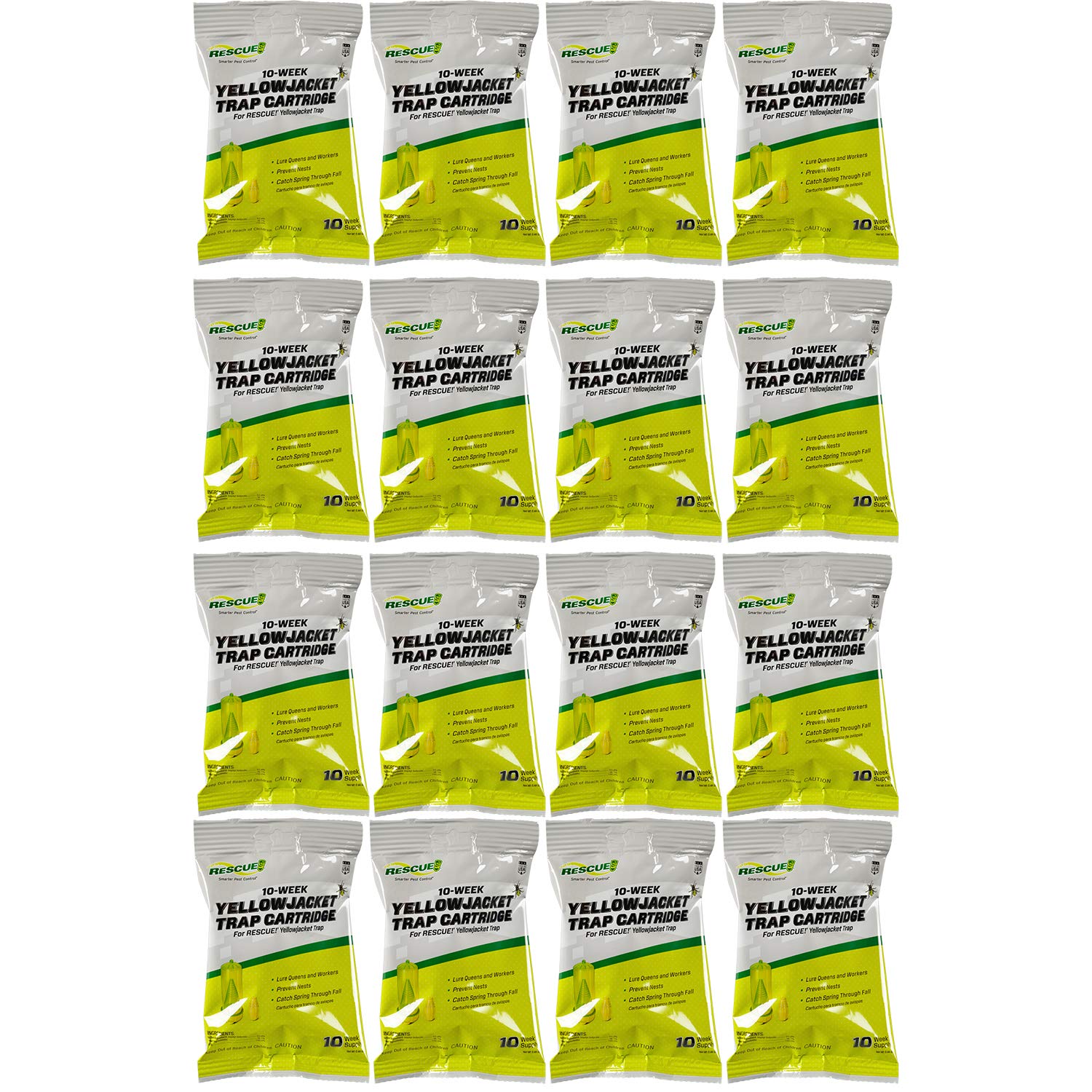 RESCUE! Yellowjacket Attractant Cartridge (10 Week Supply) – for RESCUE! Reusable Yellowjacket Traps - (16 Pack)