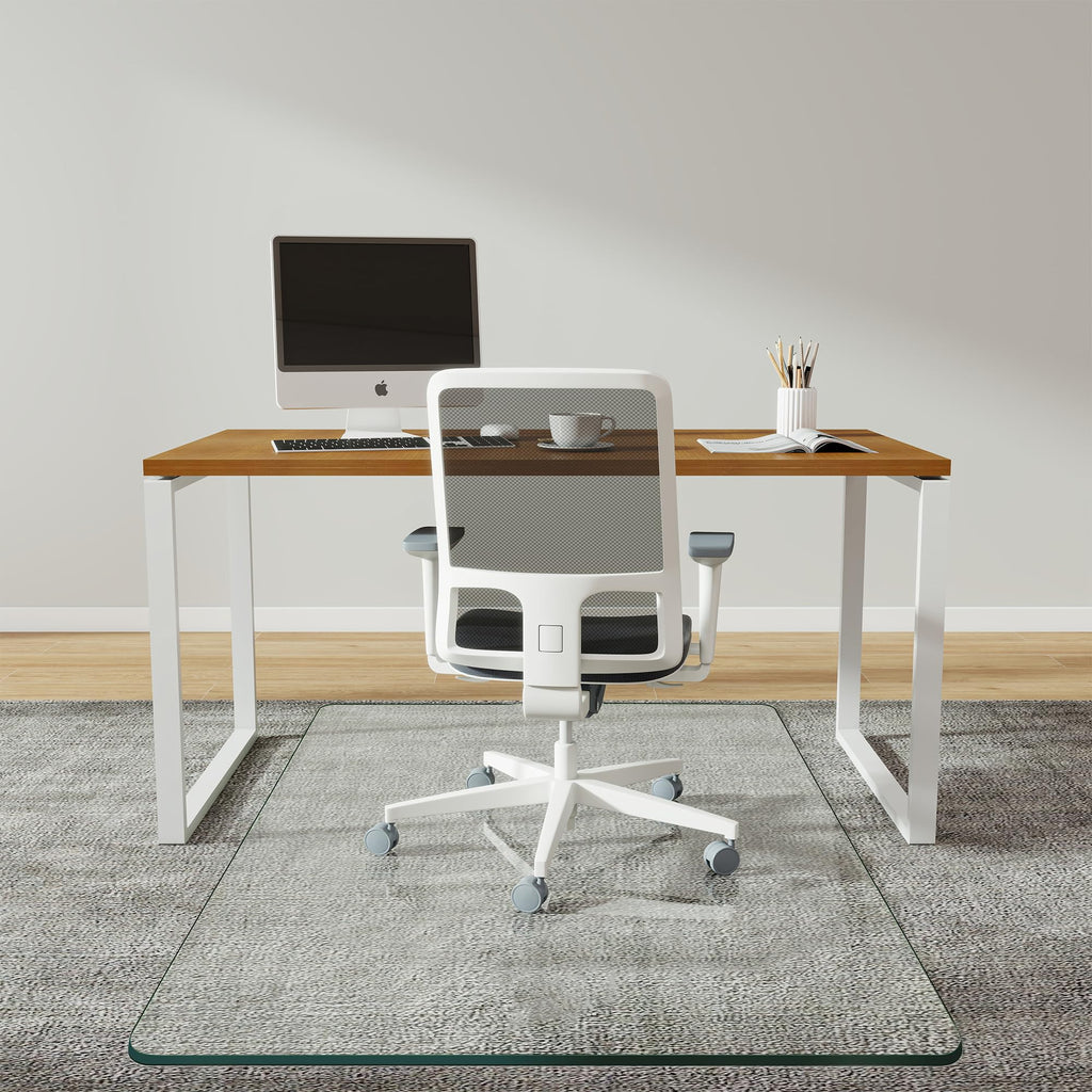 BesWin Glass Office Chair Mat, Tempered Glass Floor Mats for Carpet Floor, Heavy Duty Hard Glass Desk Chair Mat for Home or Office, Anti-Slip & Easy Glide - 36" x 46"