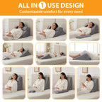Ruqmuis 3PCS Wedge Pillow Set for After Surgery, Wedge Pillow Headboard, Adjustable 9&12 Inch Bed Pillow Wedge for Sleeping, Acid Reflux, Orthopedic Pillow Wedge for Back Pain Relief, Gerd, Velvet