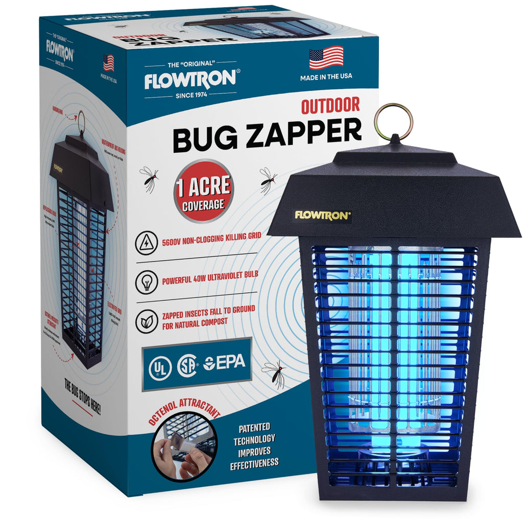 Flowtron Bug Zapper, 1 Acre of Outdoor Coverage with Powerful 40W Bulb & 5600V Instant Killing Grid, Electric Insect, Fly & Mosquito Zapper, Made in The USA