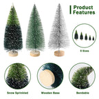 30Pcs Mini Christmas Trees Artificial Christmas Tree Bottle Brush Trees with Wooden Base for Christmas Decor Christmas Party Home Table Craft Decorations(Dark Green+Silver)