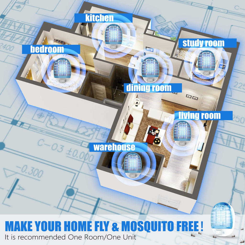 Bug Zapper Indoor, Electronic Fly Trap Insect Killer, Mosquitoes Killer Mosquito Zapper with Blue Lights for Living Room, Home, Kitchen, Bedroom, Baby Room, Office(2 Packs)