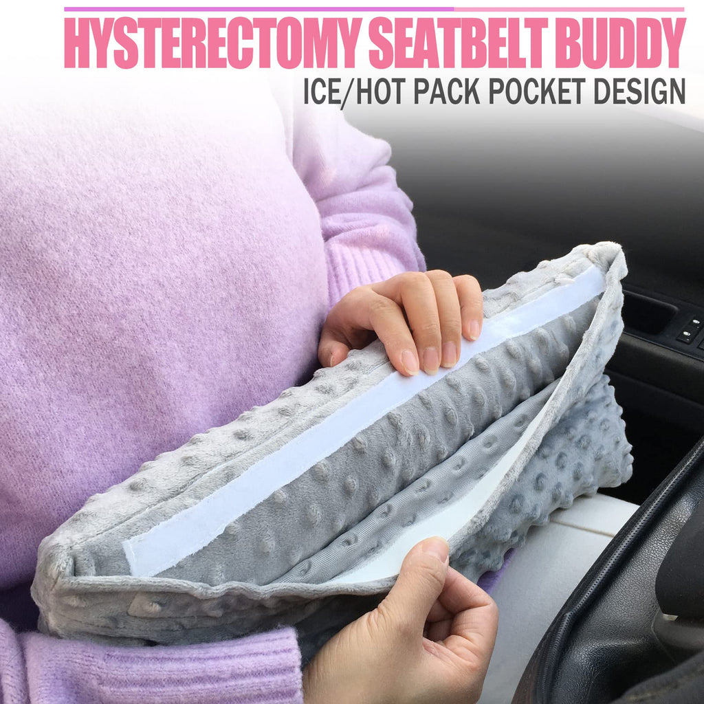 BNRendles Hysterectomy Pillows with Ice/Hot Pocket for Abdominal Surgery, Hysterectomy Recovery Must Have Gifts, Tummy Tuck Stomach Padding, Minky Dot Gray