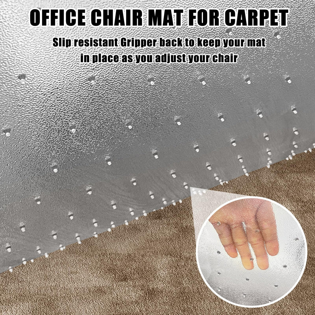 SHAREWIN Office Chair Mat for Carpet Floors, 48" x 30" Clear Desk Chair Mats for Low Pile Carpeted Protector, Sturdy PVC Computer Chair Mats Anti-Slip and Easy to Clean for Home & Office