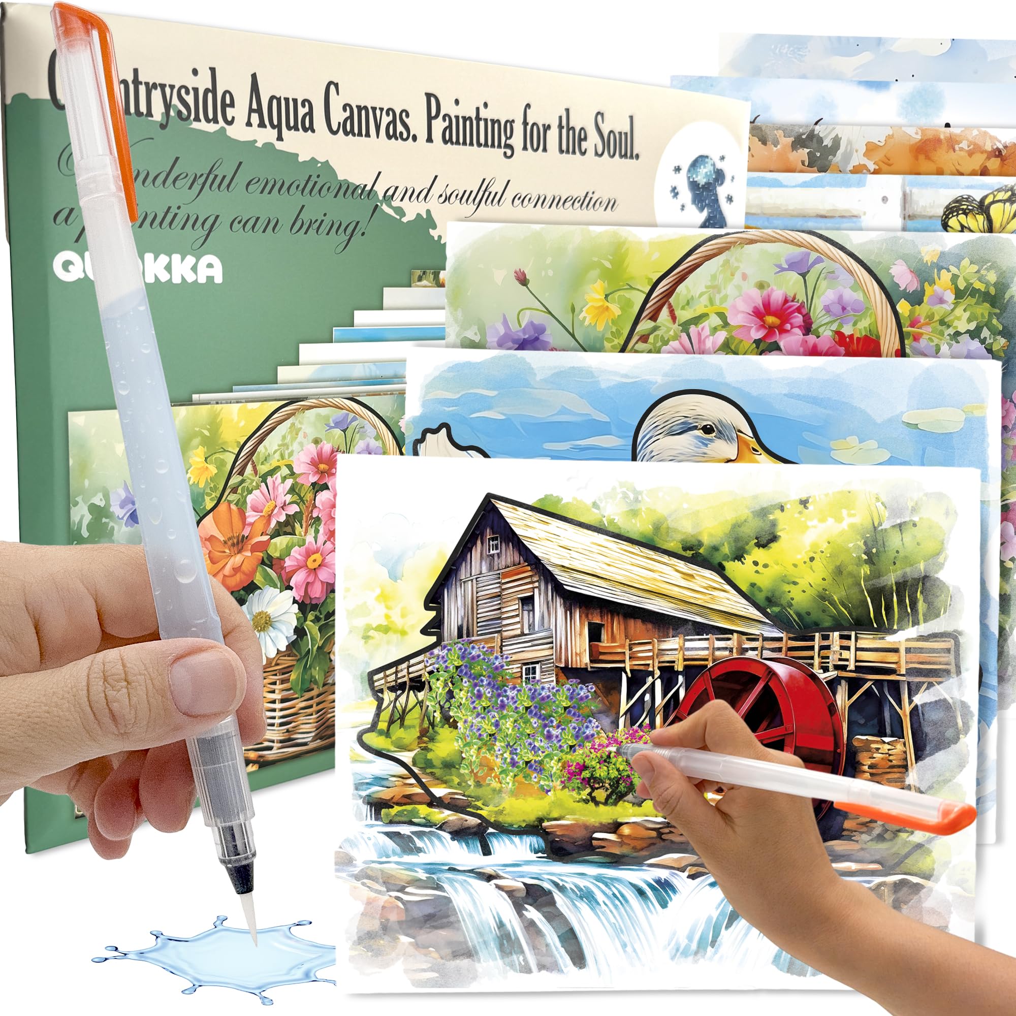 QUOKKA 10PACK Water Painting Dementia Activities for Seniors - Farm Memories - Alzheimers Products for Elderly - Activities for People with Dementia - Crafts for Seniors
