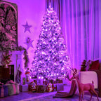 JMEXSUSS Purple Halloween Lights Clear Wire, 66ft 200 LED Purple String Lights Indoor Outdoor Waterproof, Purple Christmas Lights Plug in for Christmas Tree Bedroom Indoor Party Halloween Decorations