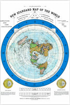 Flat Earth Map of the World - 1892 Alexander Gleason Map -24x36 inches- Wall Art Poster Print Décor Gift - Circular Plane - Longitude and Time - Polar Azimuthal Projection - Flat Earthers - Unframed Home School Gift Decor
