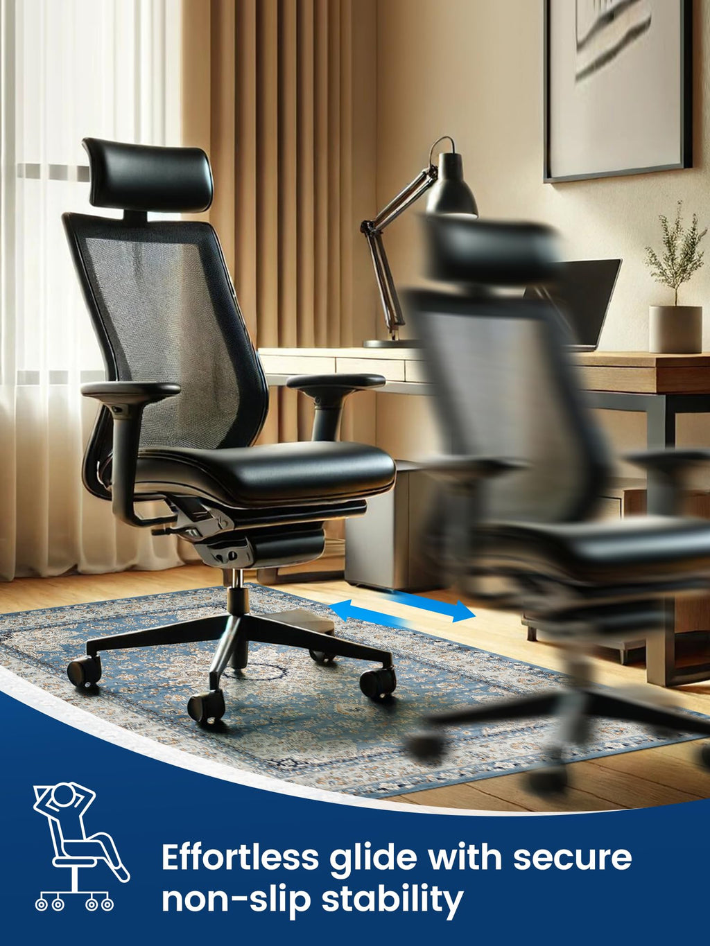 PROHALO Office Chair Mat for Hardwood Floor - 48"x60" Non Slip Under Desk Mat - Blue