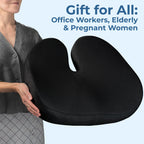 5 STARS UNITED Seat Cushion for Tailbone Pain Relief – Large Memory Foam Lifting Pillow for Coccyx, Hip, Sciatica & Post-Surgery Recovery – Wheelchair, Car, Desk, Gaming & Office Chairs, Black