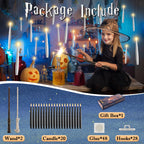 JOIONE Floating Candles with Wand, 20 Pack Halloween Flameless Candles Magic Hanging Taper Candles with 2 Wand Remotes, Battery Operated Candles for Halloween Christmas Birthday Party Decor Black