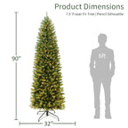 Puleo International 7.5ft Pre-Lit Slim Fraser Fir Christmas Tree with 350 Clear Lights, 1188 Realistic Dense Branch Tips, Easy Setup Artificial Trees with Sturdy Metal Stand