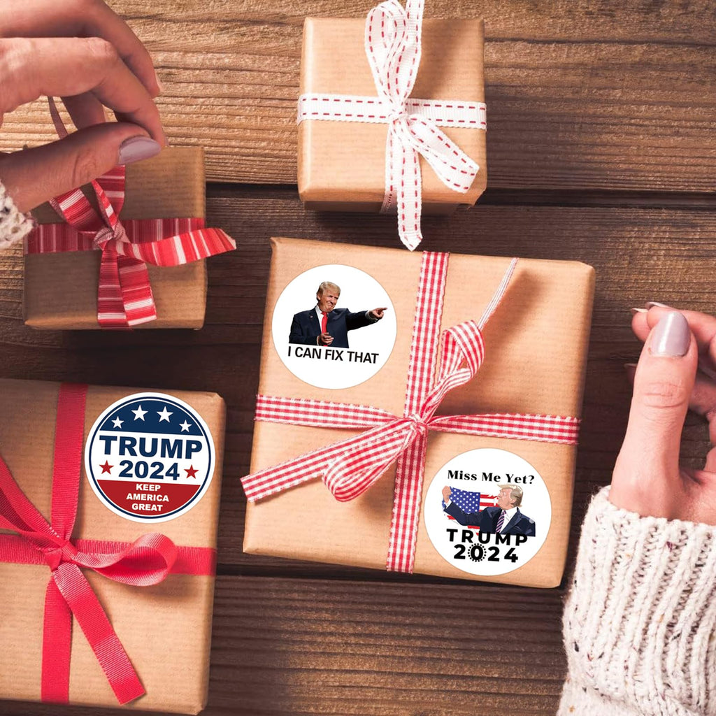 2024 Donald Trump Stickers Roll 500Pcs - Funny Presidential Election USA American Flag Decals - Easy Stick & Removeable for Scarpbook Window Tumblers Water Bottles Teens