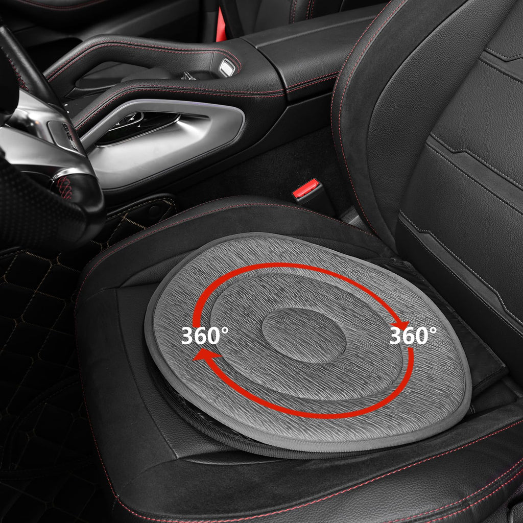 Autotechnx Soft 360 Rotating Seat Cushion for Car Non Slip Swivel Seat Cushion for Car for Elderly Support Gray Office Chair Comfortable Ergonomic Design Odorless Rotating Car Seat 360 for Pregnant