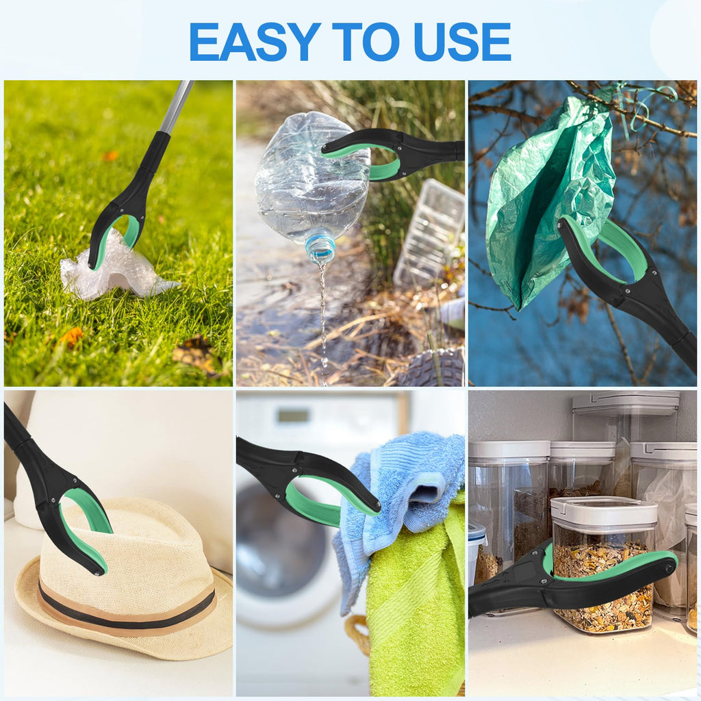 Tottist 6 Pack Grabber Reacher Tool for Elderly, 32" Extra Long Litter Stick Lightweight Handy Claw Grabber for Arm Extension Garbage Gripper Trash Pick up Litter Picker Garden(Green)
