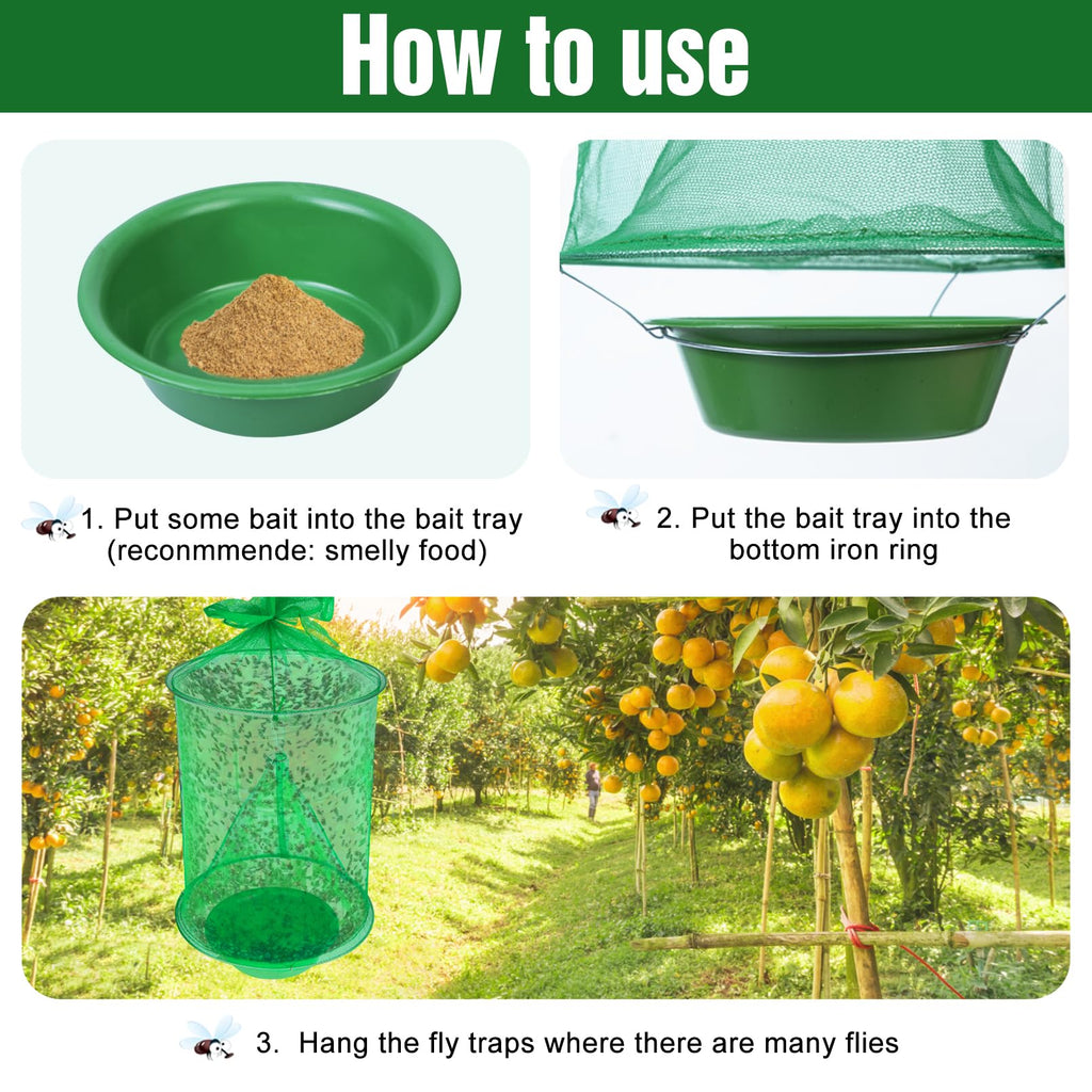 4 Pack Ranch Fly Trap, Farm/Orchard Fly Trap, Reusable Fly Traps Outdoor, Fly Catcher Killer, Effective Trap for Horse Stable