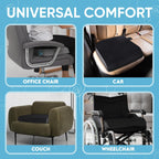 Extra Large Seat Cushion - Memory Foam for Office Chair, Wheelchair Cushions, Floor Pillow | Cushion Back Pain Coccyx Pain Relief | Plush Velvet Cover with Carry Handle - 19” X 17” X 3”