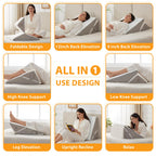 Ruqmuis Bed Wedge Pillow for Sleeping, 9&12 Inch Adjustable Wedge Pillow Set for After Surgery, Triangle Pillow for Back Pain Relief, Leg Support, Acid Reflux, Gerd, White/Grey