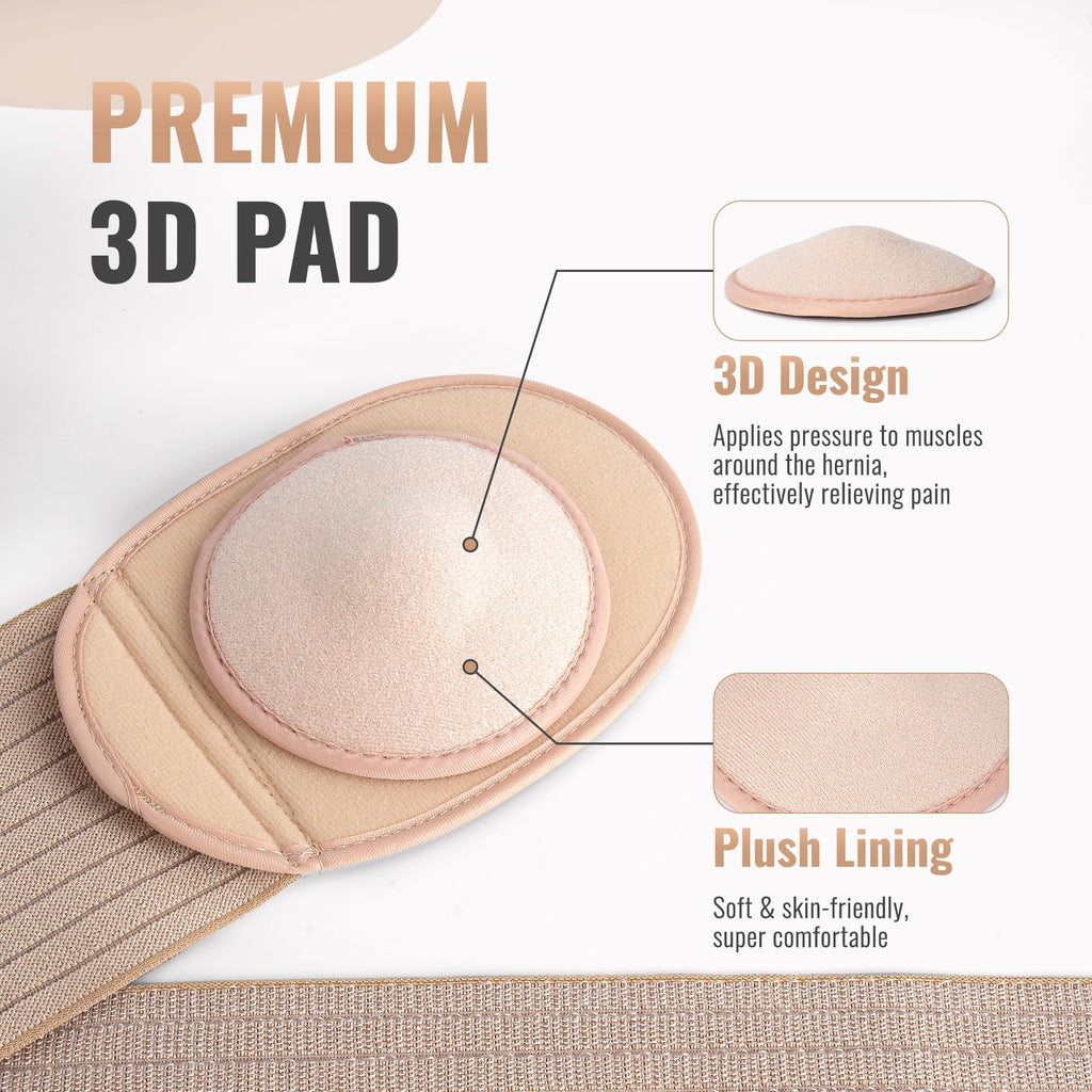 HEERTEEAJ Umbilical Hernia Belt | Abdominal Hernia Belt for Men & Women | Belly Button Umbilical Hernia Binder w/ 1 Hernia Compression Pads | Ventral, Epigastric & Post Surgery Support Belts