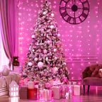 JMEXSUSS 300 LED Remote Control Pink Curtain Lights, 8 Modes Pink Christmas Lights Indoor, Pink String Lights for Bedroom Window Wall Party Backdrop Valentine Xmas Decorations (9.8x9.8ft)