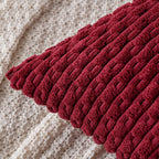 MIULEE Throw Pillow Covers Soft Corduroy Decorative Set of 2 Boho Striped Pillow Covers Pillowcases Farmhouse Home Decor for Christmas Couch Bed Sofa Living Room 18x18 Inch Wine Red