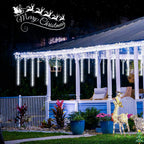 JMEXSUSS 2 Pack Solar Christmas Meteor Shower Lights, 16 Tube 288 LED White Solar Christmas String Lights Outdoor Waterproof for Tree Patio Garden Wedding Party Decorations