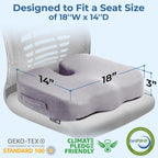 5 STARS UNITED Seat Cushion for Tailbone Pain Relief – Memory Foam Lifting Pillow for Coccyx, Hip, Hemorrhoid, Sciatica & Post-Surgery Recovery – Wheelchair, Car, Desk, Gaming & Office Chairs, L Gray
