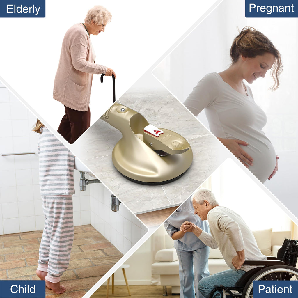 DAILYLIFE Shower Grab Bar for Bathtubs and Showers, 21 inch Heavy Duty Shower Handle with Strong Suction Cup Grab Bars, Safety Shower Handrails for Seniors and Elderly, Gold