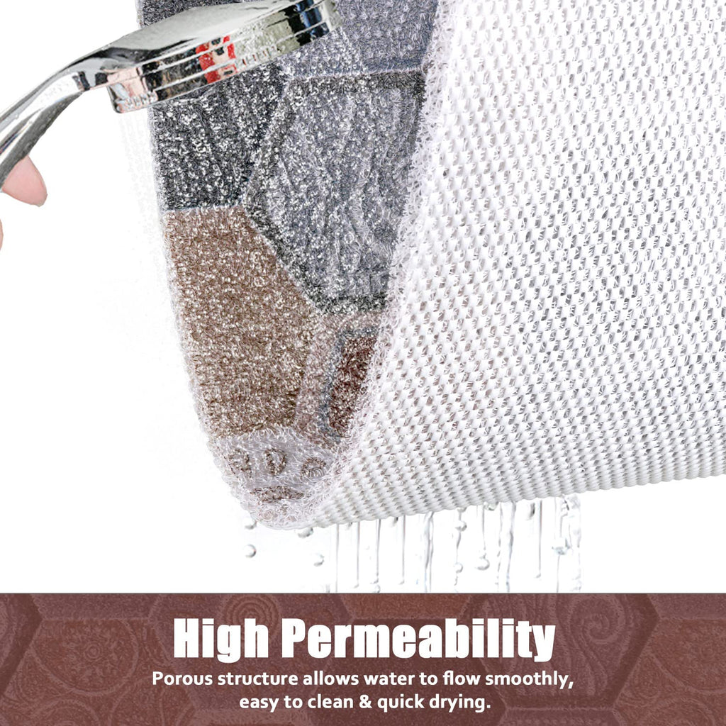 Shower Mat Non-Slip, Soft Comfort Bath Mat with Drainage Holes, PVC Loofah Massage Bathmat for Shower,Tub,Bathroom,Wet Areas, Quick Drying