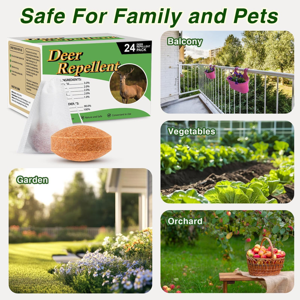 CKUKARM 24 Pack Deer Repellent Rabbit Repellent Outdoor Deer Deterrent for Plants Flower Vegetable Tree Deer Rabbit Repeller
