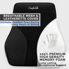 ComfiLife Lumbar Support Pillow for Office Chair – Premium Memory Foam Lumbar Pillow – Back Support for Office Chair, Car – Back Pain Relief, Improves Posture – 3 Adjustable Straps, Mesh + Leatherette