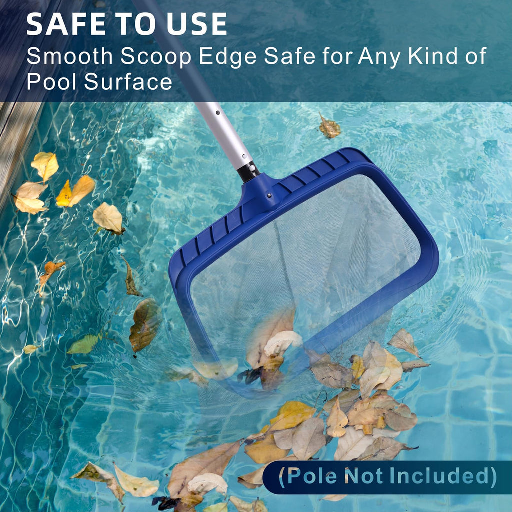 POOLAZA Pool Skimmer Net, Larger Capacity Pool Net Skimmer with Durable Deep Net, Sturdy Frame Pool Nets for Cleaning Effortlessly, High-Efficiency Pool Leaf Net with Easy Scoop Edges