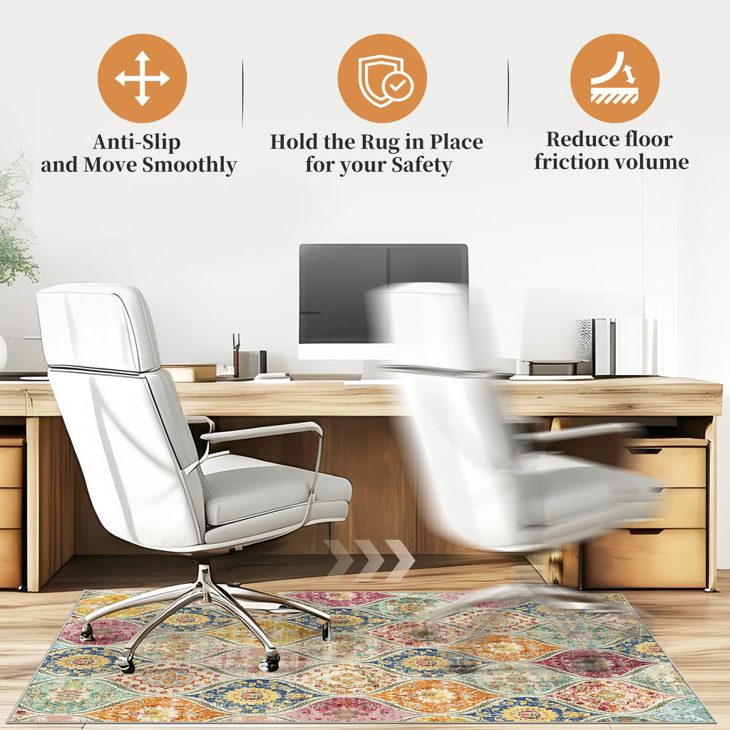Office Chair Mat for Hardwood Floor & Tile Floor,36"X 48" Heavy Duty Desk Chair Mat for Hard Floors, Under Desk Rug for Rolling Computer Chair,Anti Slip,Low Pile Carpet Floor Protector-Multi