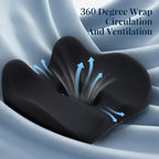 Benazcap Wheelchair Cushions Seat Cushion for Tailbone Pain Relief/Hemorrhoid - Hip Shaped Memory Foam Office Chair Cushions to Unleash Supreme Comfort in Office, Home, and Car Seating-Black