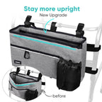Joiish Walker Basket with Cup Holder, Folding Walker Accessories Bag for Senior, Stay Upright, Large Storage & Easy to Use