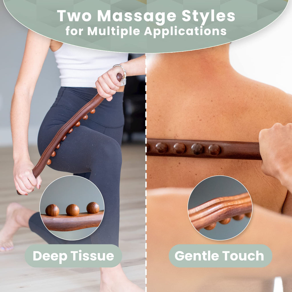 FeelinGood Supply Fascia Massager for Gua Sha, Wood Body Sculpting and Lymphatic Drainage. Reduce Cellulite, Increase Circulation, Nerve Response & Muscle Recovery. Full Body Portable Massager