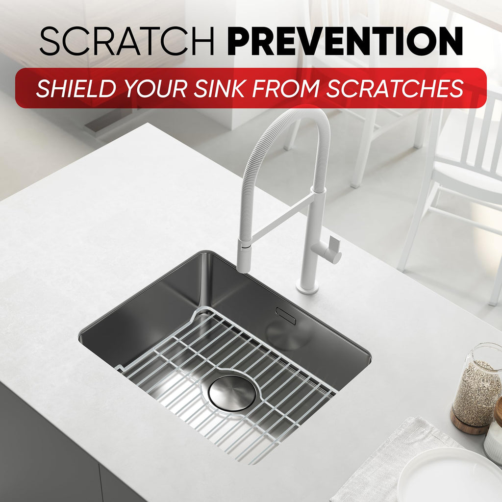 BETTER HOUSEWARE Sink Protector Prevents Scratches Sink Rack for Bottom of Sink White Sink Mat Sink Protectors for Kitchen Sink Metal 16x12.3x1