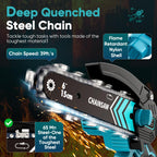 Chainsaw 6-Inch 2 Pack 2000mAh Battery Hand Mini Chain Saw Birthday Christmas Gifts for Men Portable Cordless for Wood Cutting Tree Trimming Projects Gardening Tools (Blue-2 Battery)